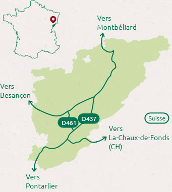 Parc Naturel Régional du Doubs Horloger - Carte de situation