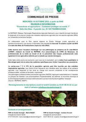 Conférence : agriculture & poussière