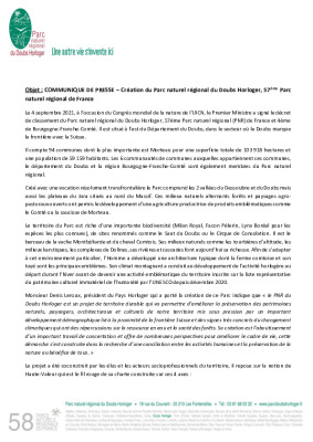 Création officielle du PNR du Doubs Horloger