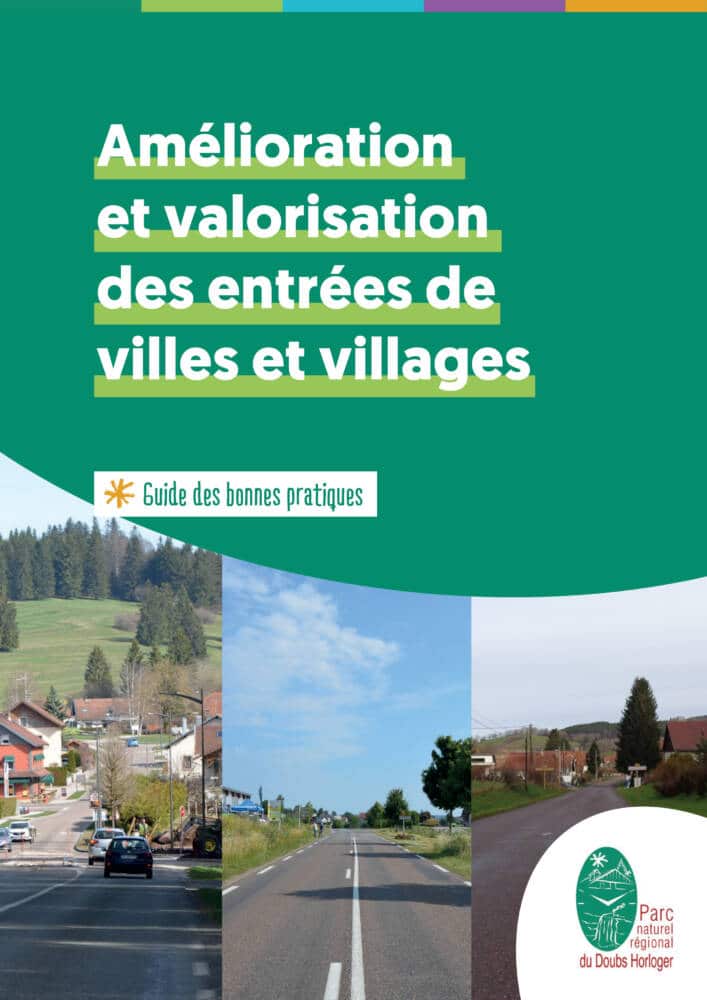 Couvertue du guide d'amélioration des entrées de villes et de villages du Parc naturel régional du Doubs Horloger
