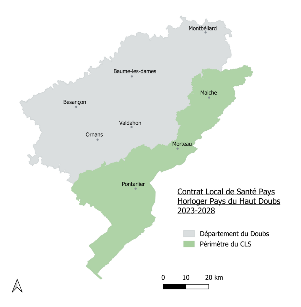 Carte Contrat Local de Santé du Pays Horloger et du Pays du Haut-Doubs