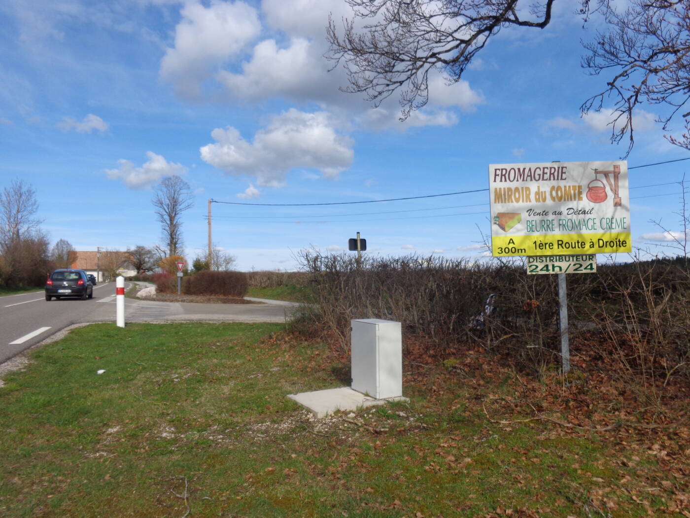 Affichage publicitaire, fromagerie Les Fontenelles - PNR du Doubs Horloger