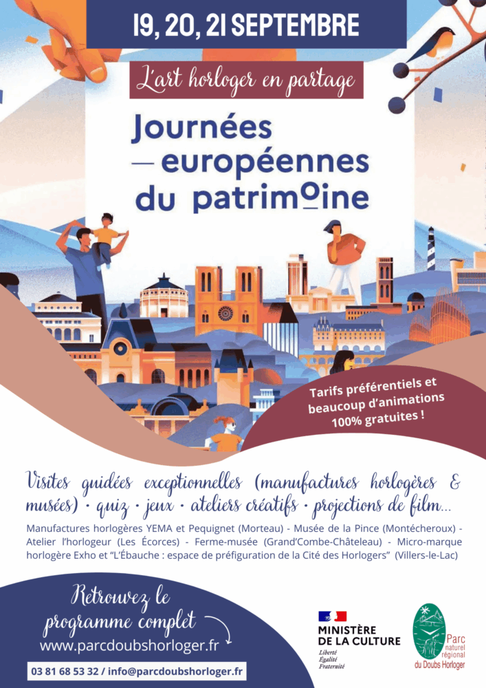 Affiche Journées Européennes du Patrimoine - Parc naturel régional du Doubs Horloger Affiche Journées Européennes du Patrimoine - Parc naturel régional du Doubs Horloger